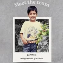 German en su foto de infancia, tarjeta de Meet the team