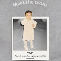 Majo en su foto de infancia, tarjeta de Meet the team