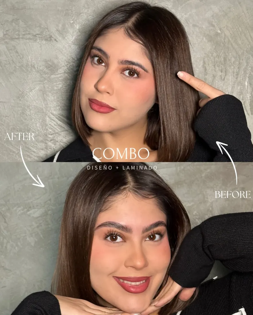Combo diseño y laminado de ceja, antes y después