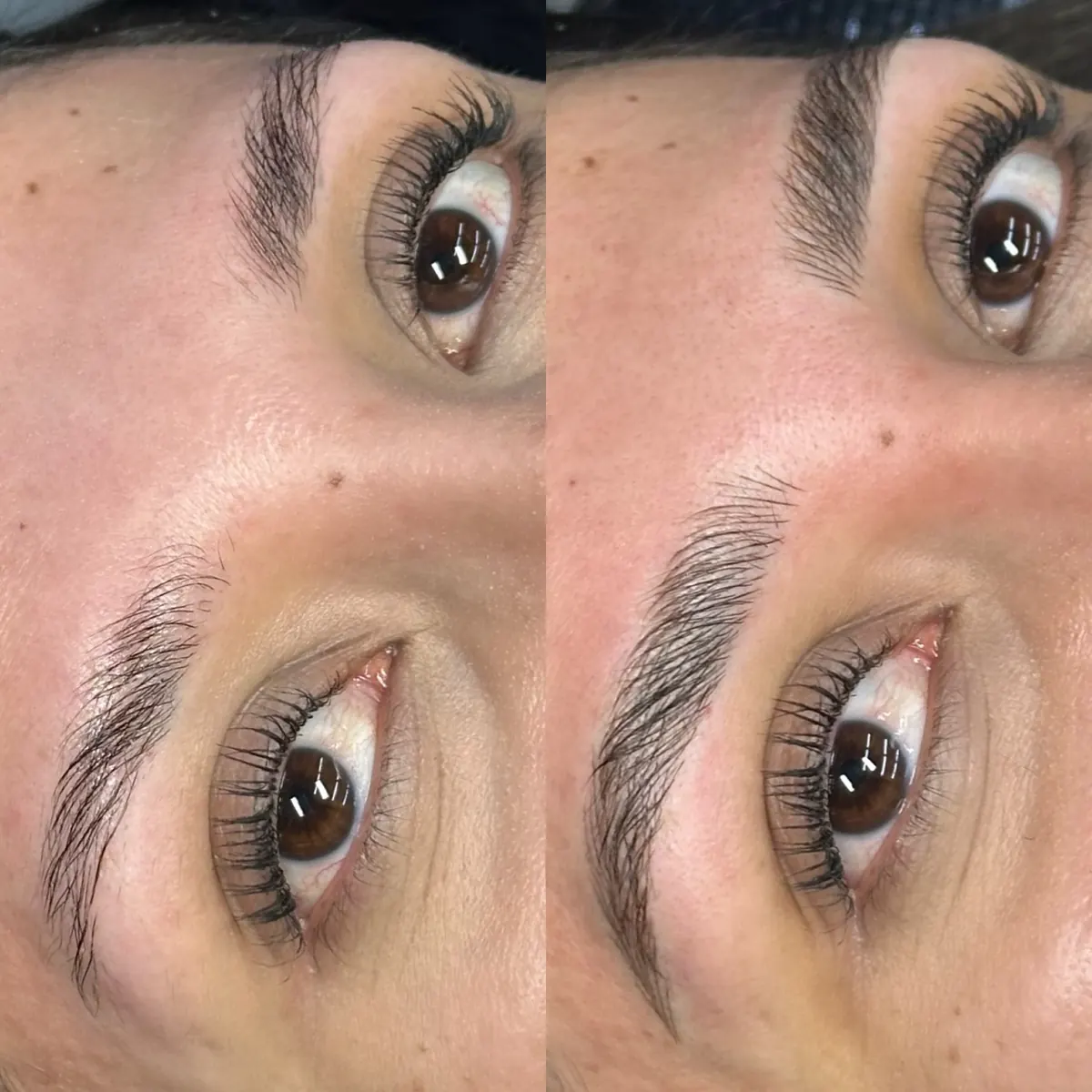 Cejas y pestañas, antes y después